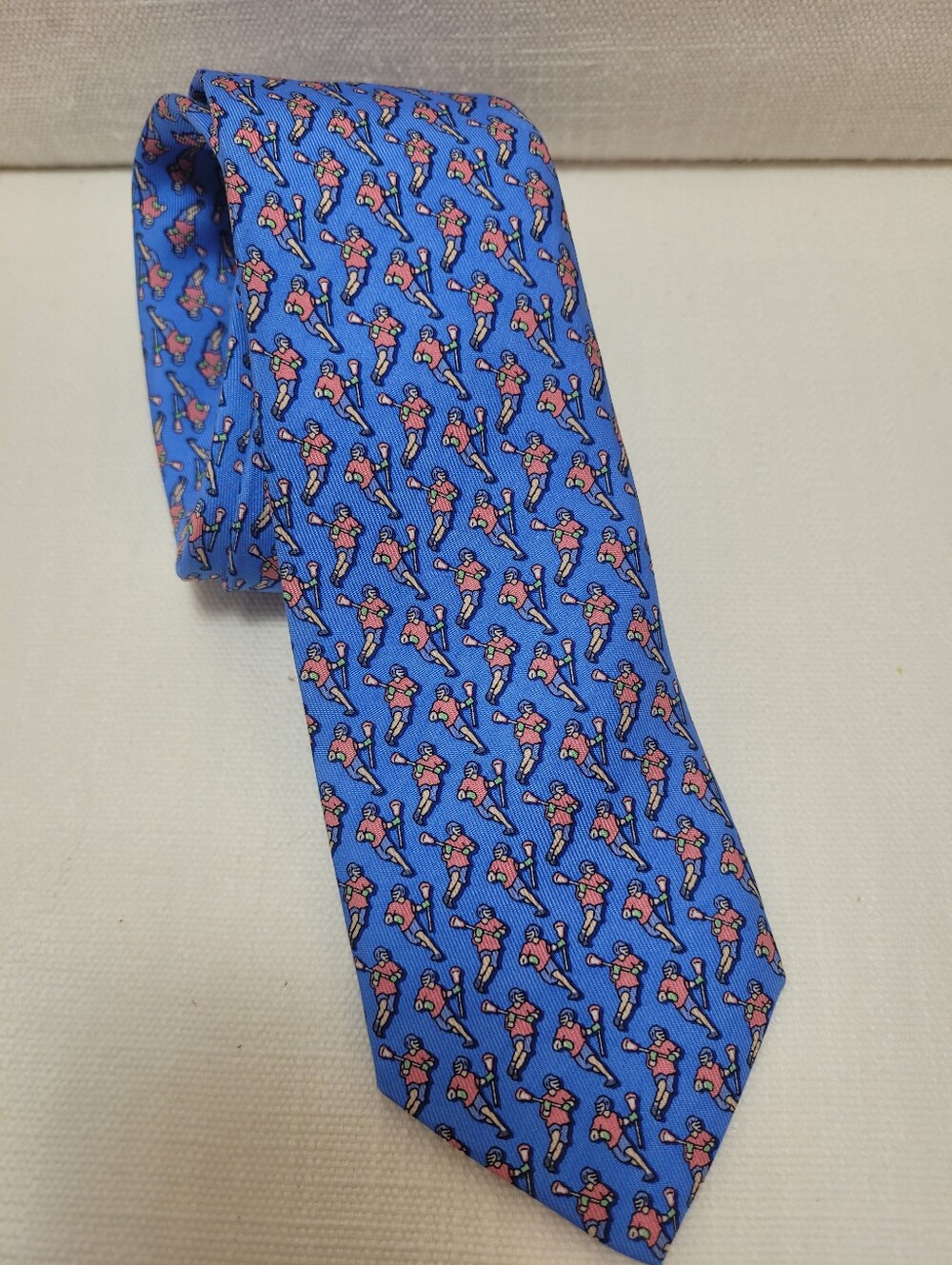 Vineyard Vines Blue Novelty Lacrosse Pattern Men’s Silk Tie